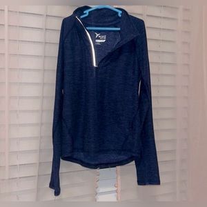Old Navy Girls Navy Quarter Zip Long Sleeve Pullover Soft Cozy Size 6-7